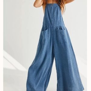 Free People Cyprus Ave Wide Leg Cotton Gauze Boho Overalls